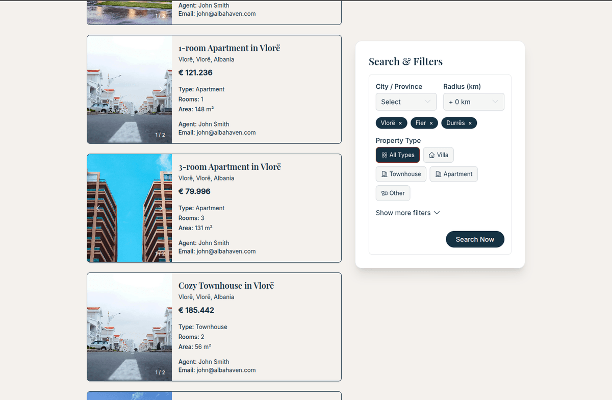 AlbaHaven - Agent Dashboard Overview