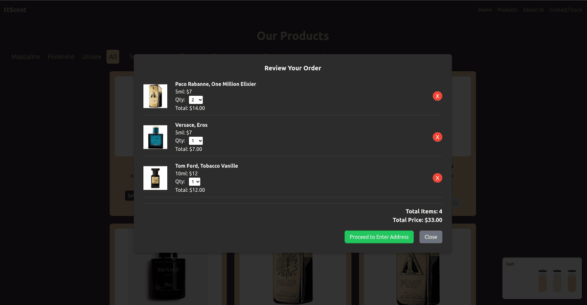 ttScent - Sample Cart Animation