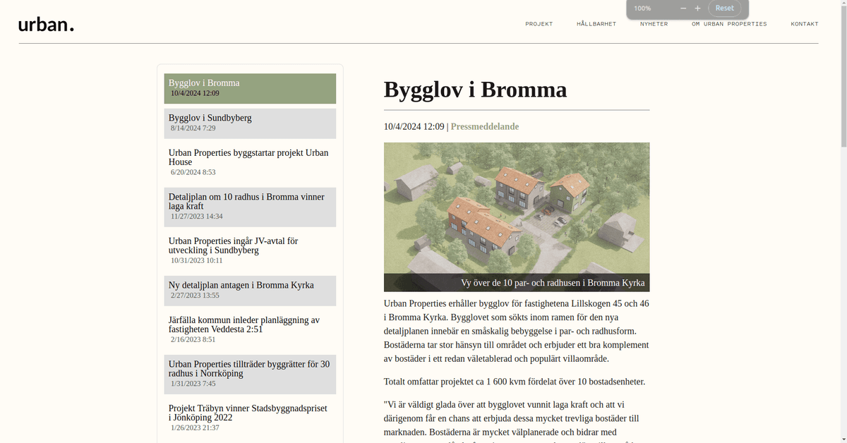 Urban Properties - nyhetsflik
