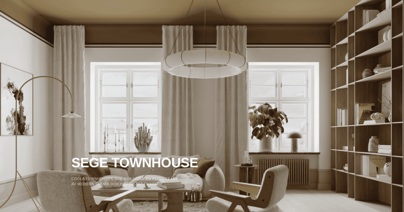 Sege Townhouse webbplats för fastighetsmarknadsföring